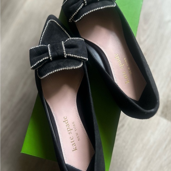 Kate Spade B Dazzled Black Bow Loafers - Picture 4 of 5